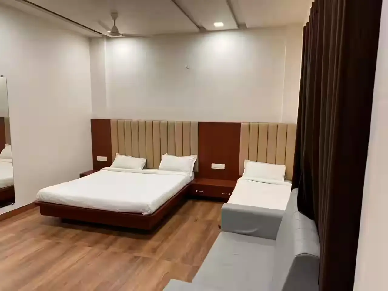 Single room at Shri Maheshanand Soham Ashram Vrindavan - comfortable bed for solo pilgrims